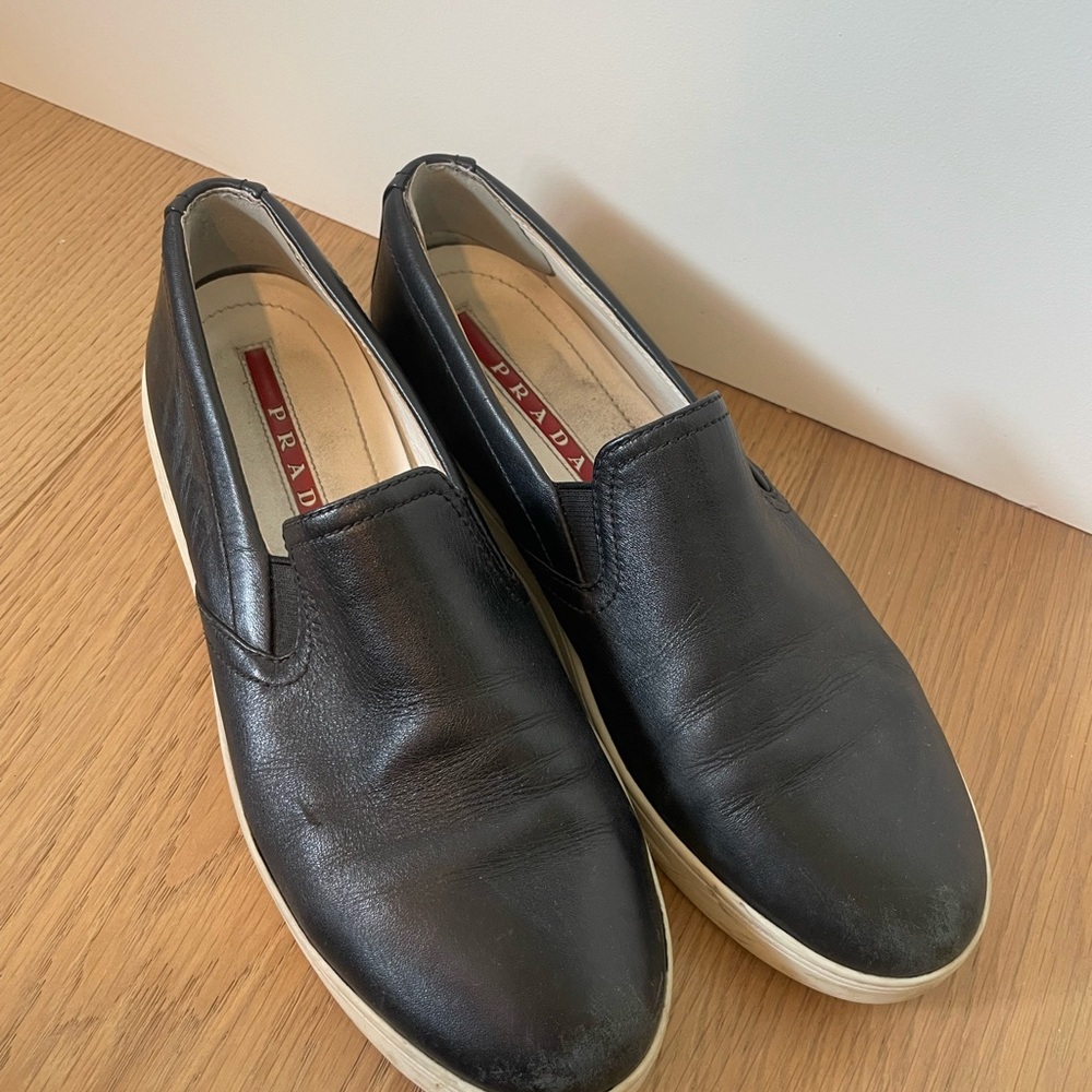 Prada black slide sneakers size 39 (US8.5)